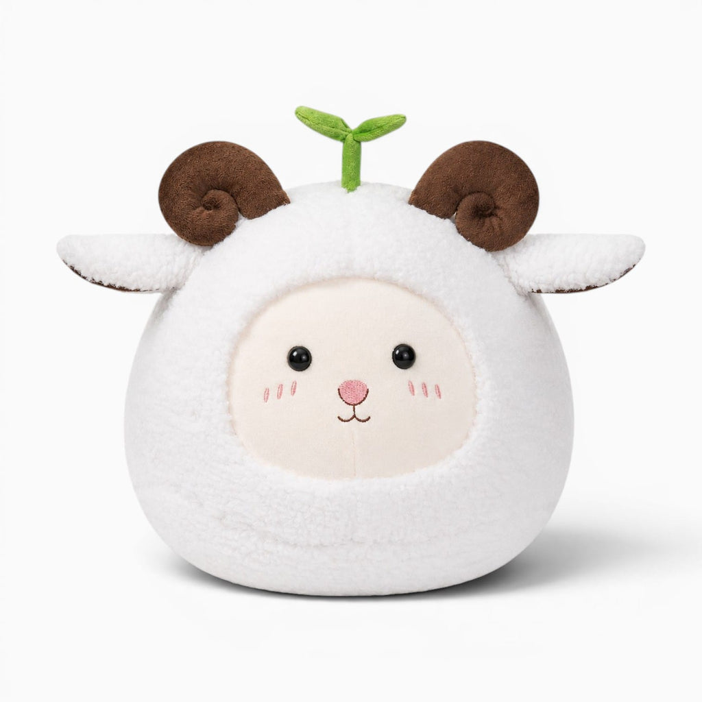 White Sheep Plush Pillow with Sprouts Oh My Plushie