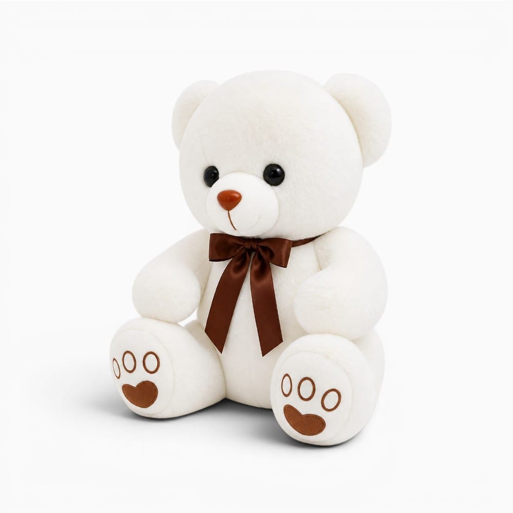 White Teddy Bear with Bow Oh My Plushie